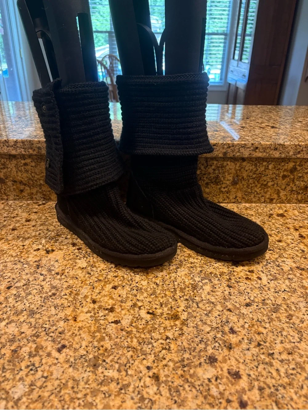 UGG black Classic Cardi sweater boots shearling footbed 7